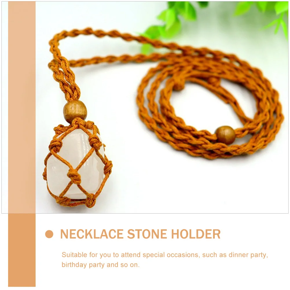 

1Set Yoga Stone Bracelet Set Vintage Woven Necklace Stone Holder Durable Comfortable for Birthday Dinner Party Crystal DIY