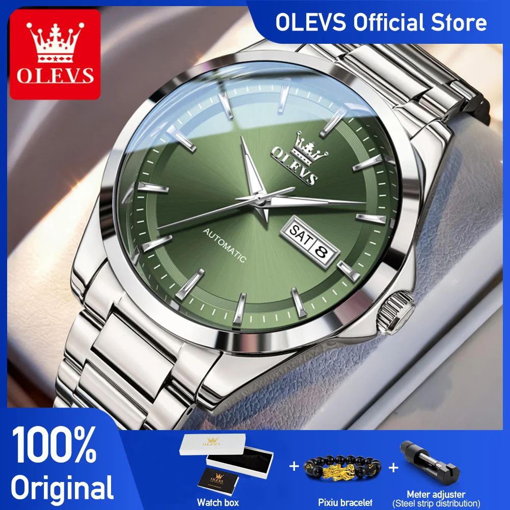 

Мужские часы OLEVS 7090, модные деловые часы с автоматическим механическим механизмом, светящимися стрелками, водонепроницаемые, из нержавеющей стали.