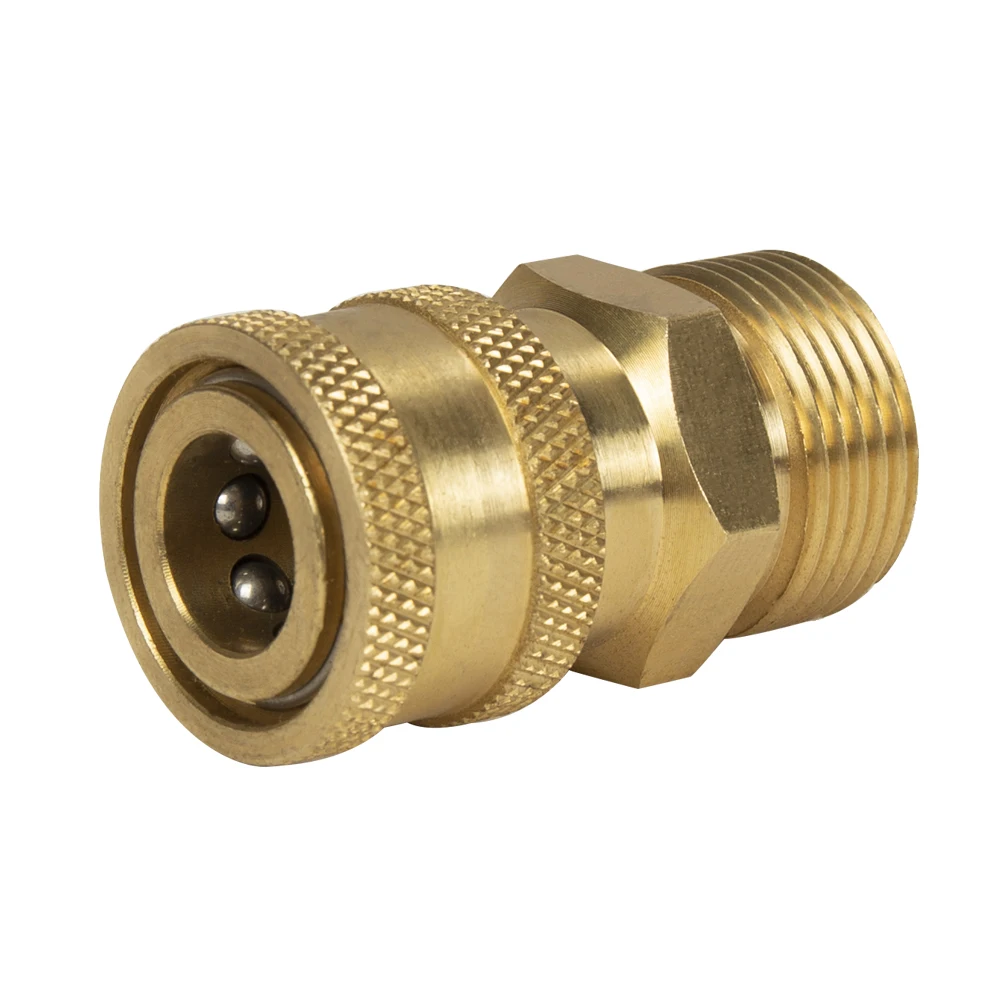 High Pressure Washer Car Washer Brass Connector Adapter Coupler M22 Male + 1/4