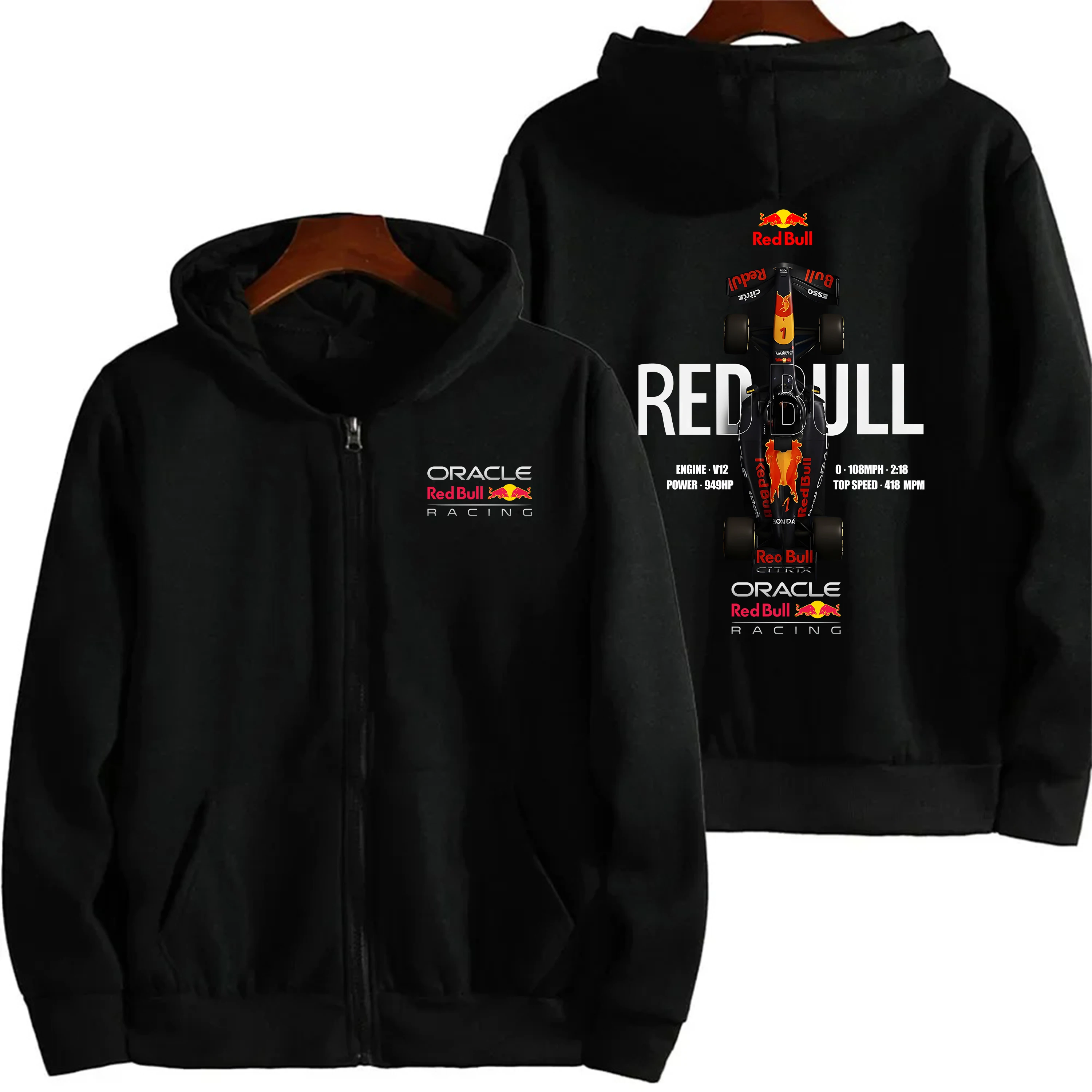 2025 primavera y otoño para hombres nuevo Red Bull Racing deportes extremos Sudadera con capucha con cremallera ropa deportiva con cremallera para mujeres abrigo de pareja de moda
