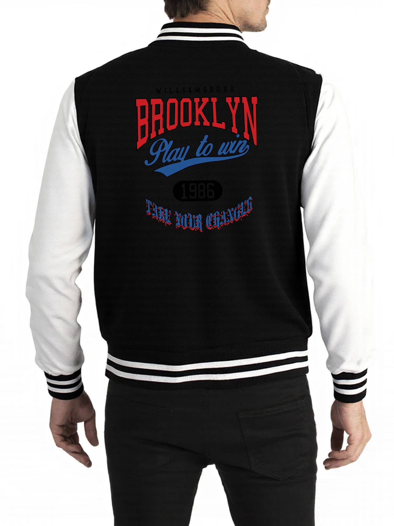 

Brooklyn Play To Win New York Мужская куртка с принтом Свободный бейсбольный трикотаж в стиле хип-хоп Флисовые пальто на пуговицах Унисекс Осенняя повседневная одежда