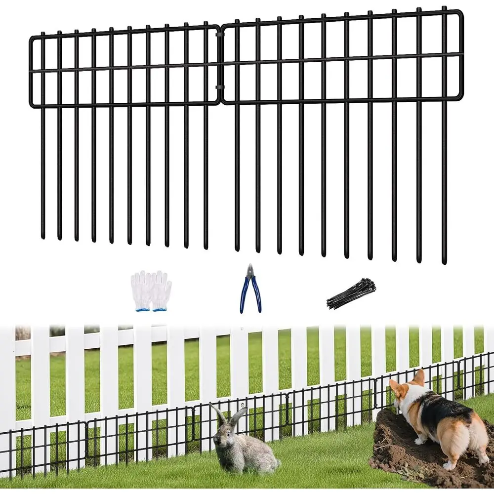 

Garden ence Animal Barrier, 46 Panels No Dig ence 65.2t(L) x13in(H), Rustproo Metal ense Border, Dogs Rabbits Blocker ence or Ou