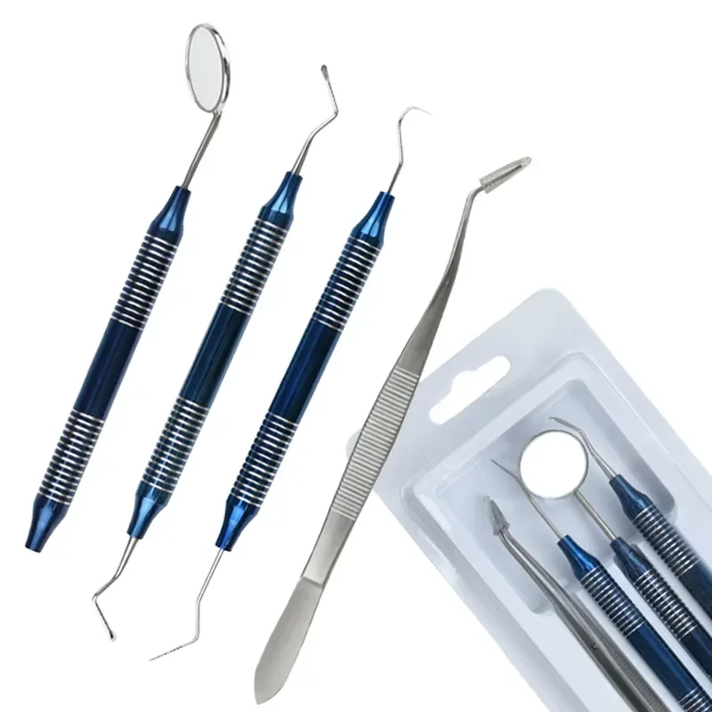 4Pcs/set Dental Oral Cleaning Scraper Mirror Scaler Set Plaque Remover Stainless Steel Care High Temperature Disinfection Tool