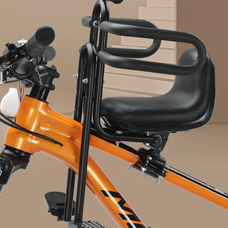 Heavy-Load Front Mount Bicycle Seat for Folding & Mountain Bike, Durable Anti-Shake Cushion, New Design for Rough Trail Riding