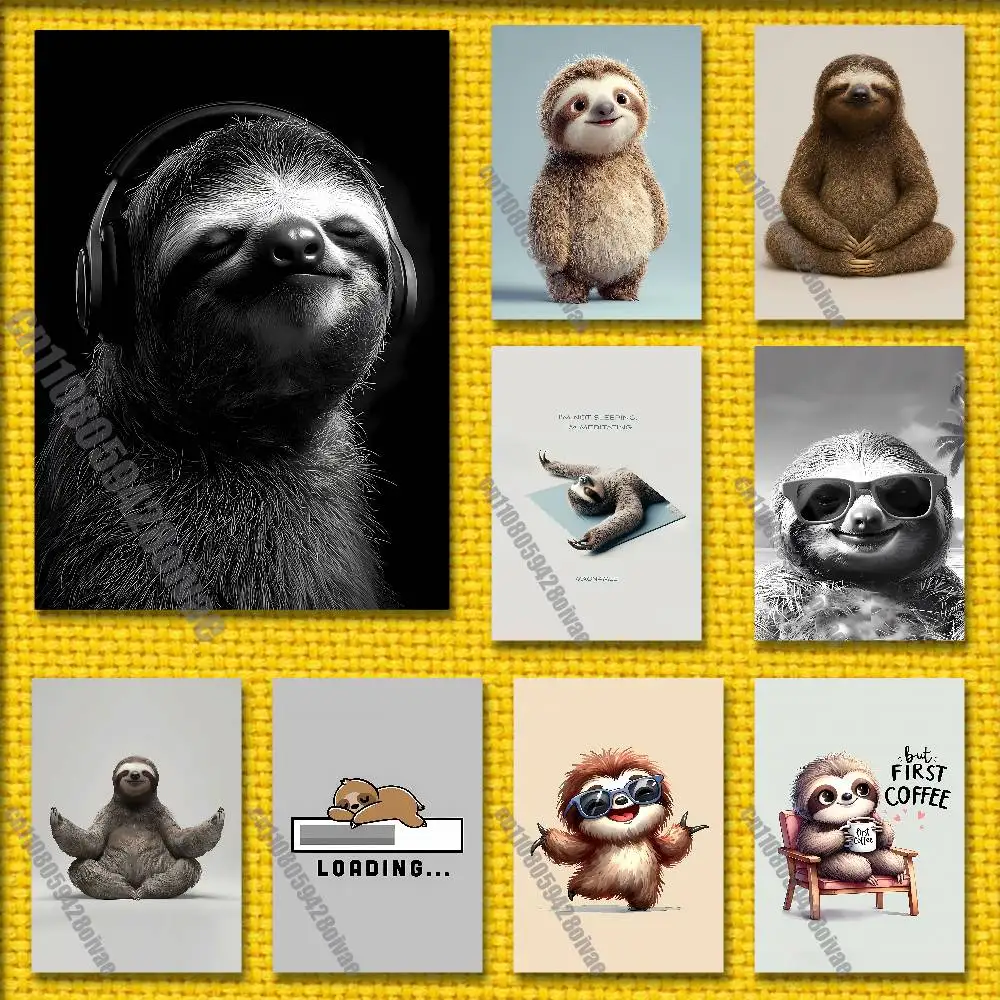 

Yoga Sloth Sleep Cute Poster Wall Sticker Suitable For Bedroom 30x40cm Self-adhesive Decorative Pictures Fans Playbill Case