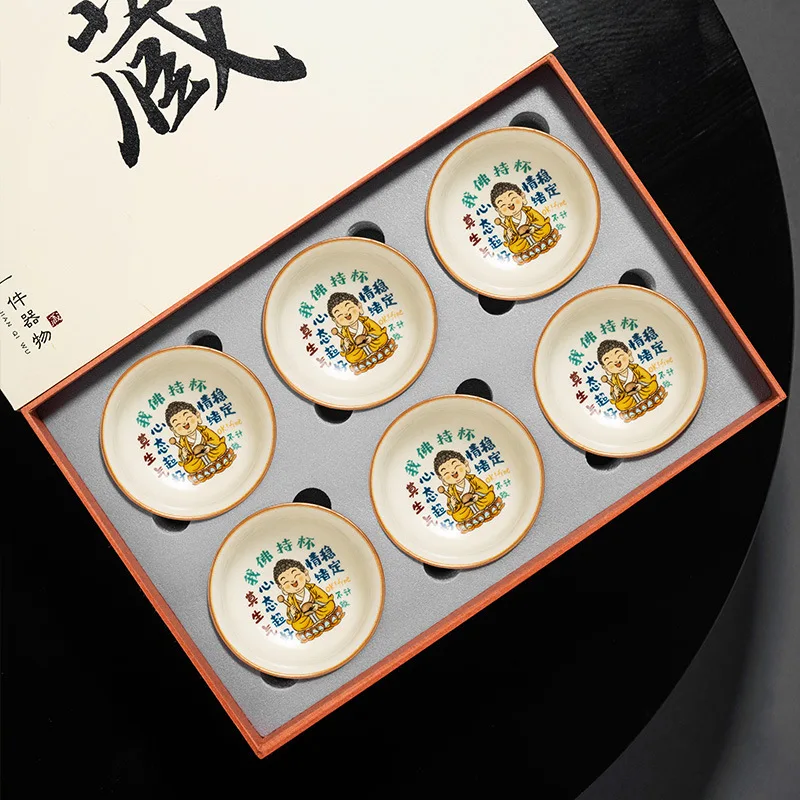 

Ru Kiln Buddha Holding Cup Creative Master Cup Personal Cup Ceramic Kung Fu Tea Cup Tea Bowl Tasting Cup Single Cup Gift Box Set