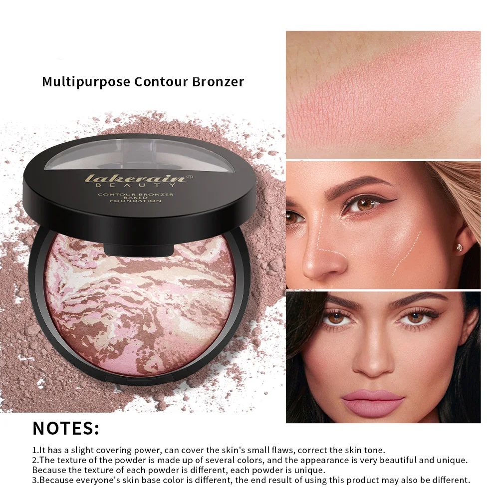 Natural Skin Highlight Contour and Blusher Makeup two-in-one Powder Foundation with Texture Designed