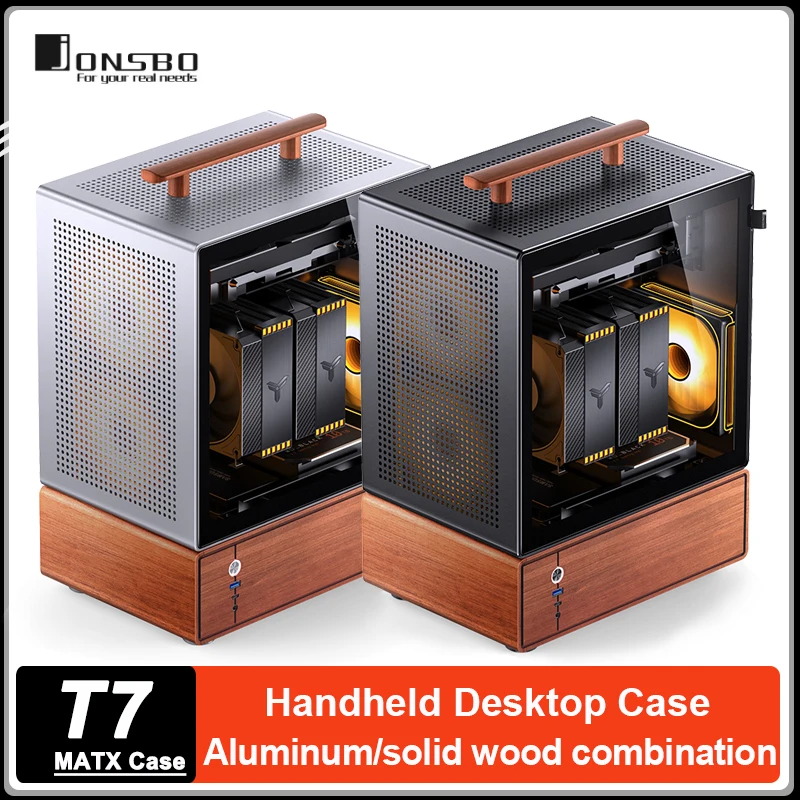 

JONSBO T7 MATX настольный корпус, прозрачный алюминиевый портативный портативный компьютерный чехол с поддержкой видеокарты 280 мм, мощность ATX