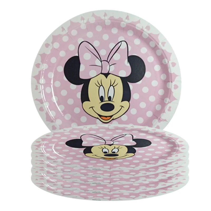 Disney Minnie Mouse Birthday Party Decoration Princess Girl\'s Party Supplies MInnie Mouse Tableware Paper Cup plate Set