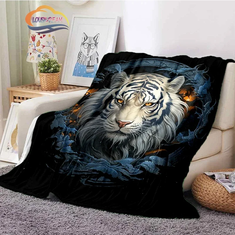 Chinese Dragon Blanket Eight Trigrams Tiger     Flannel Animal s Sofa Bed Bedroom Decoration