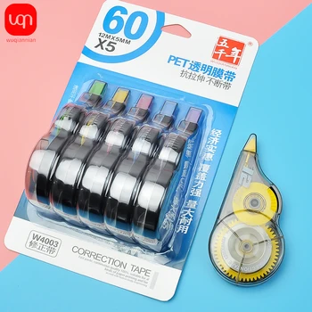 Correcteur de ruban correcteur de grande capacité, 5 options de couleur, fournitures scolaires, papeterie, 5 pièces