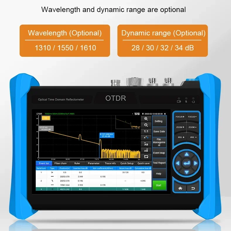 OTDR IP CCTV Fiber Tester 5.4'' Multifunction OTDR Optical Time Domain Reflectometer Camera Tester Wavelength Dynamics Optional