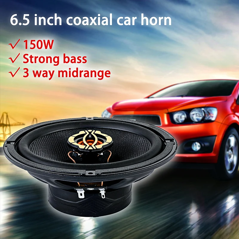 2 Pack 6.5 Inch Universal Car Coaxial Speakers 150W Hi-Fi Car Audio Super Power Speaker Set Black Stereo Tweeter Car Speakers