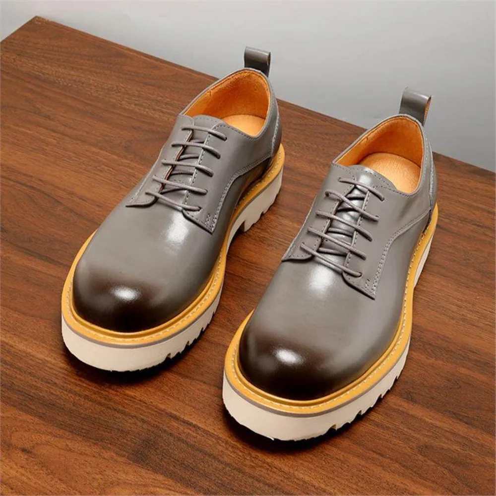 2026 Men Genuine Leather Big Head Shoes Breathable Thick Sole Height Increasing Casual Formal Shoes Fashion