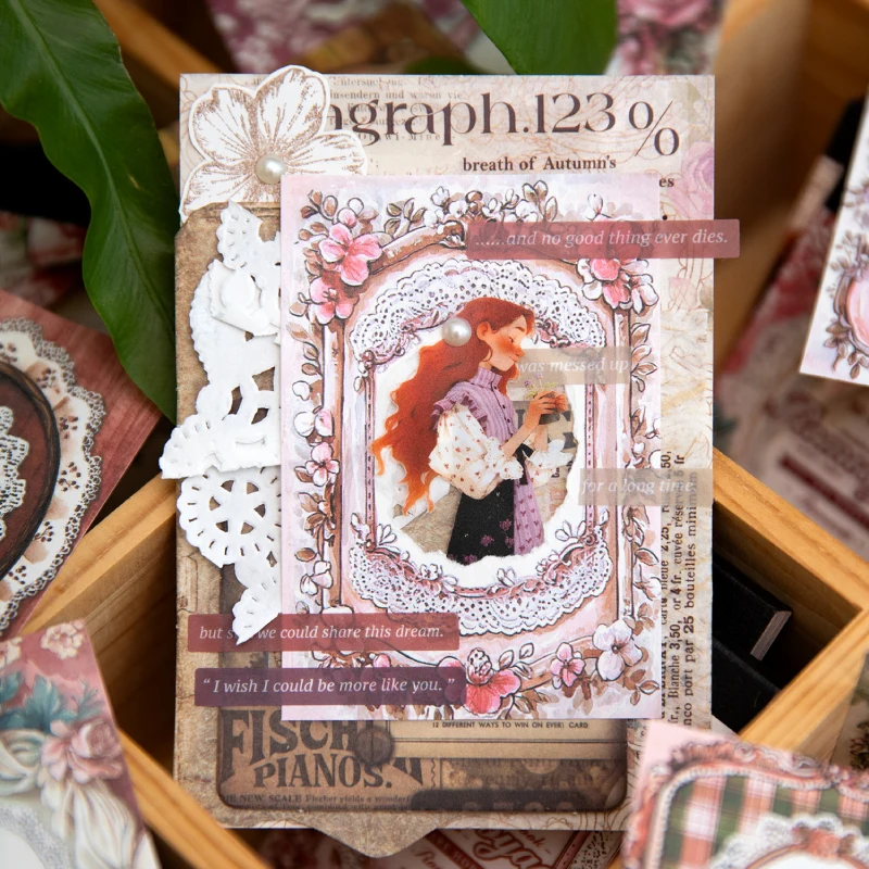 50Pcs/Back Material paper Romantic Journey Series Base Handmade Decorative Paper Supplies Hand Booklets Collage Daily Decoration