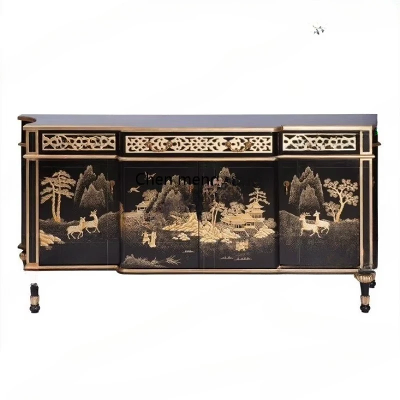 side cabinet handmade rich deer painted entrance cabinet bedroom TV cabinet