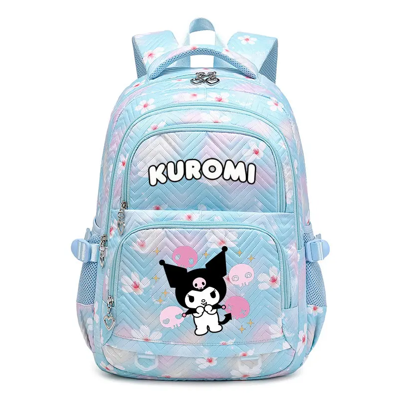 Mochila de Anime Kuromi para niñas y niños, bolso escolar para adolescentes, mochila de lona para ordenador portátil, mochila para mujeres, mochila de dibujos animados