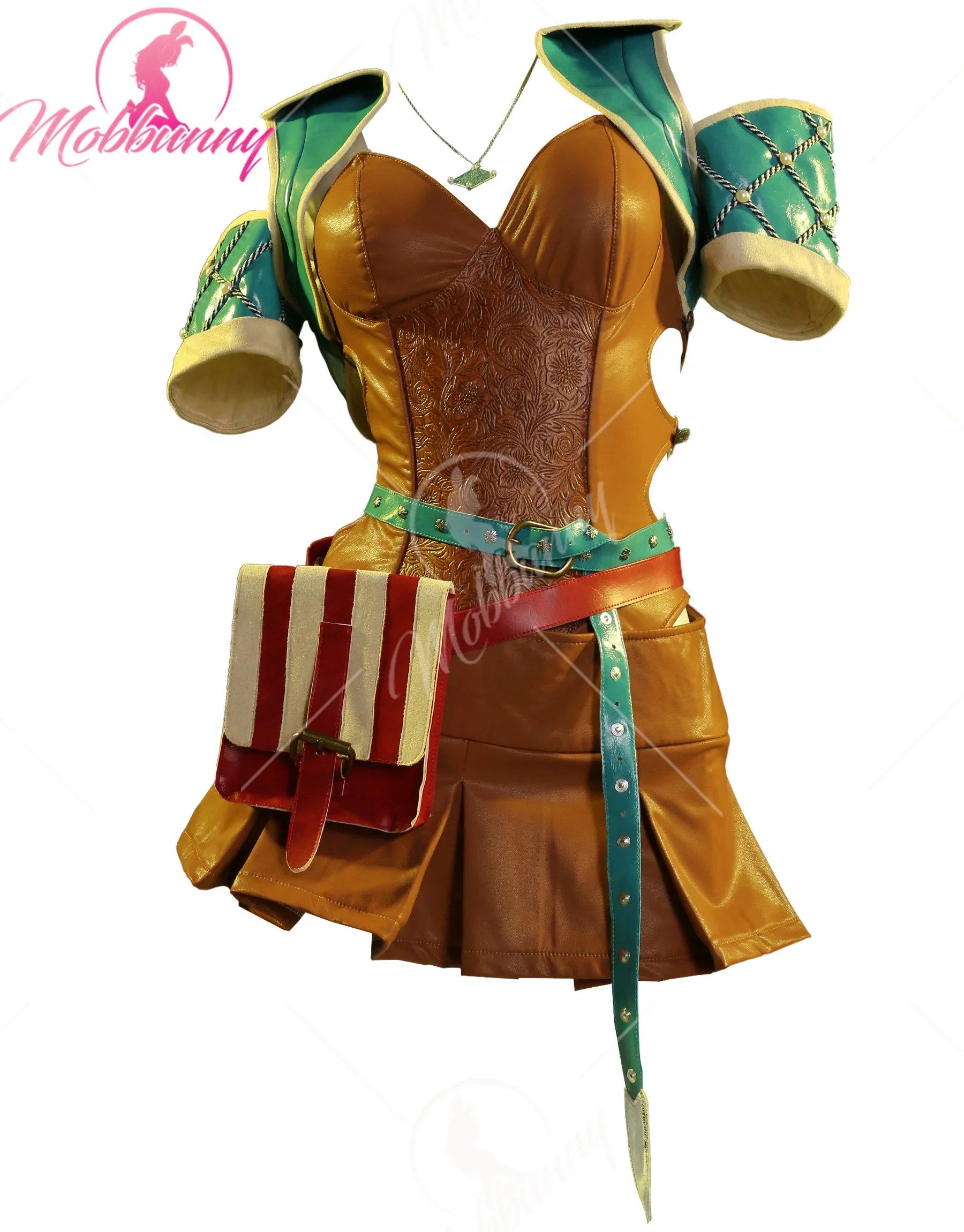 Mobbunny-fantasia de cosplay de lingerie sexy feminina, saia e bodysuit de fenda alta, casaco com luvas, bolsa de cinto e colar