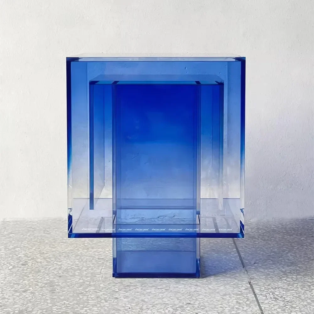 new fashion design French blue acrylic coffee table modern living room creative acrylic coffee table