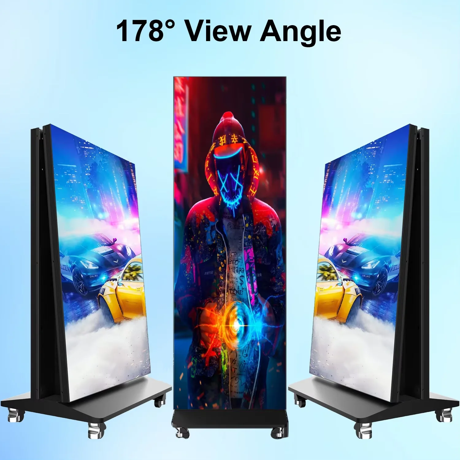 Foldable Indoor GOB P2.5 4K Poster LED Screen SMD2121 640x1920mm 800CD Brightness IP45 Waterproof 3-Year Warranty