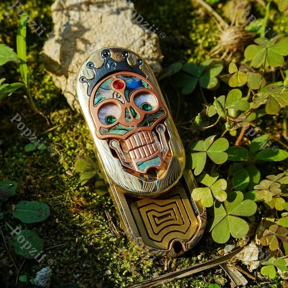 SAS EDC Mokume Meccanico Teschio Push Slider Tessitura Prodotti Finiti Giocattolo Antistress Fresco Gadget Tavolo Ornamento Ansia Giocattoli