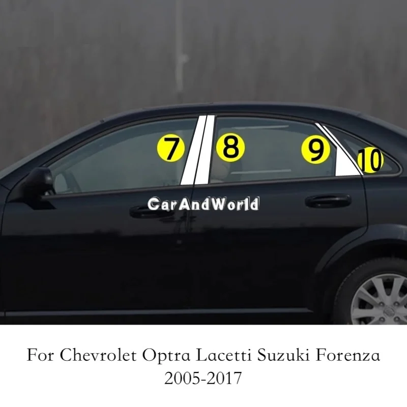 Stainless For Chevrolet Optra Lacetti Suzuki Forenza Car Center Door Window Pillar B/C Post Column Cover Trim Sticker Accessory