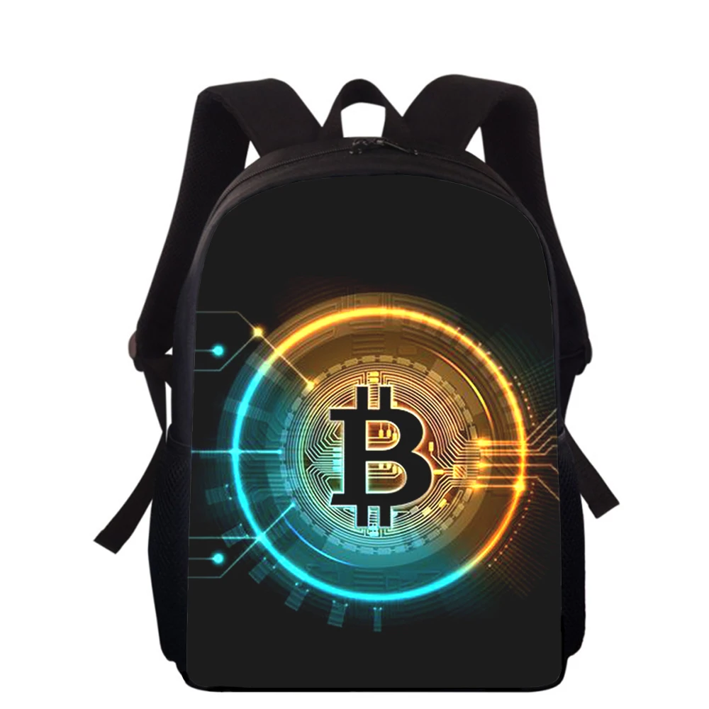 Sac à dos imprimé 3D Bitcoin Money pour enfants, sacs d'école primaire, sac à dos pour garçons et filles, sacs de livre scolaire pour étudiants, 15 po