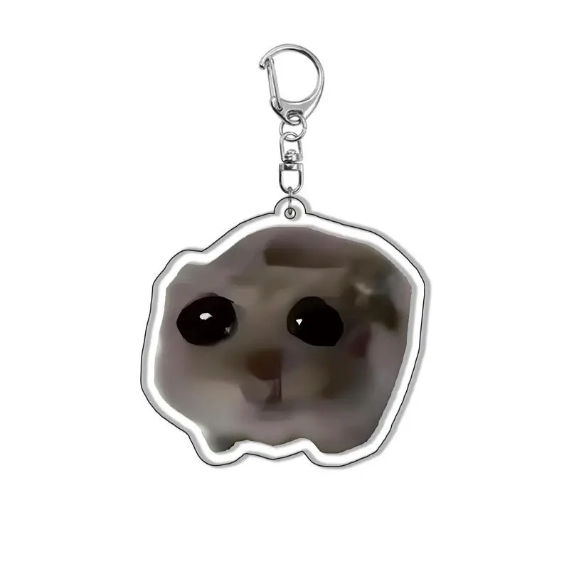 Fun Meme Im Just A Girl Sad Hamster Keychain Cute Animal Key Ring for Accessories Bag Funny Pendant Keyring Jewelry Fans Gifts