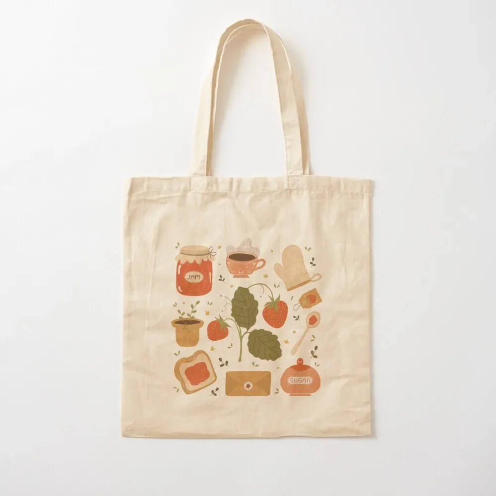 

Strawberry Jam Tote Bag supermarket folding bag Canvas Tote Bag