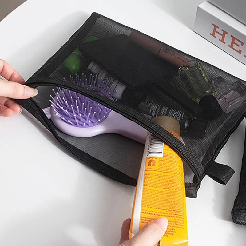 A4 A5 A6 Nylon Mesh File Bag Transparent Zipper Test Paper Information Student Pen Bag Transparent Mesh Cosmetic Storage Bag