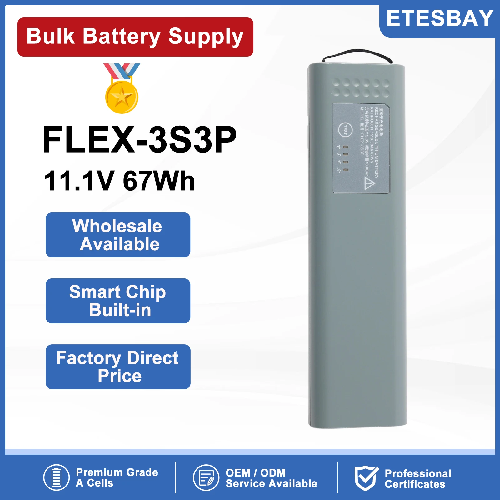 ETESBAY FLEX-3S2P Replacement Battery For GE Healthcare Monitor B450 Batteries REF2062895-001