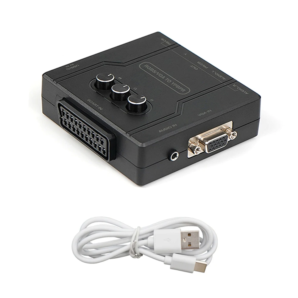 

Игровая консоль RGBS VGA SCART в компонентный преобразователь YPBPR RGBS VGA SCART в YPBPR Конвертер цветовой разницы Видеоадаптер