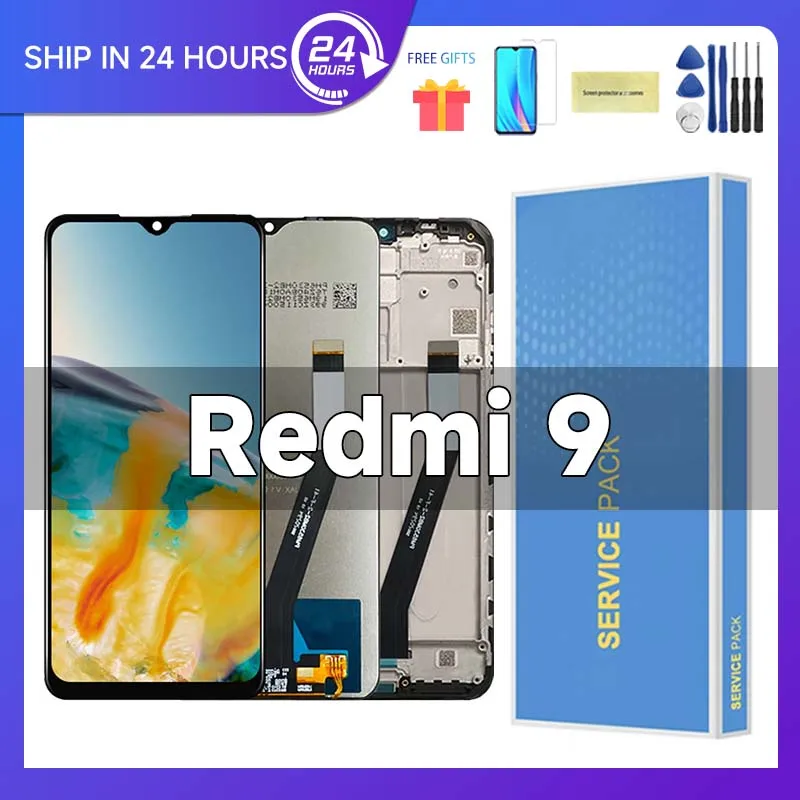 ЖК-дисплей 6,53 дюйма для Xiaomi Redmi 9, сенсорный экран с дигитайзером в сборе для Redmi 9 M2004J19G, M2004J19C, ЖК-дисплей с рамкой