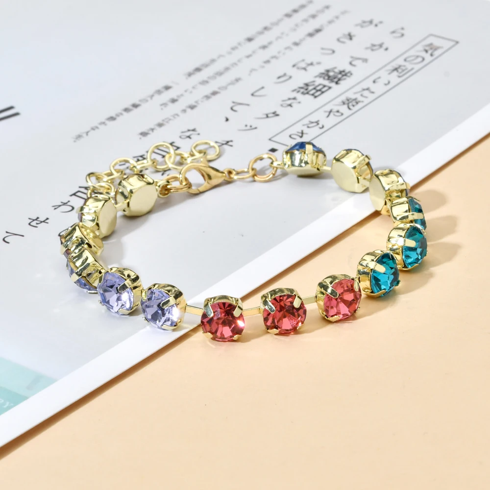 New Green Crystal Tennis Bracelets For Women Bracelet Gold Plated Colorful Cubic Zirconia Femme Bridal Wedding Jewelry