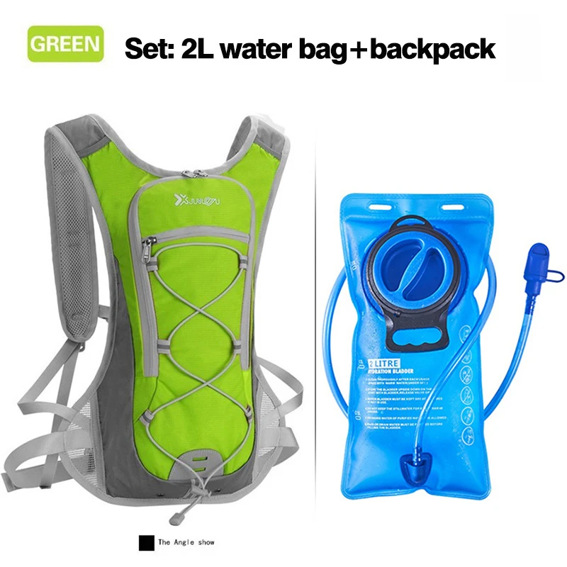 Bike Cycling Backpack 2L Water Bag Set Breathable Rucksack Running Drinking Waterbag Knapsack Hydration Replenishment Container