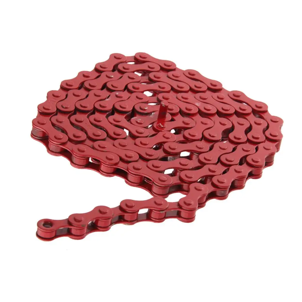 Bike Chain Fixed Gear Track BMX Single Speed Chains with Anti-rust Technology 1/2' X 1/8' Red