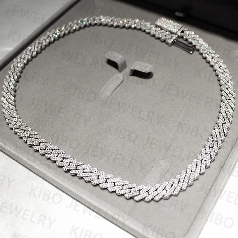 Coutom 8mm Necklace Hip Hop men Jewelry Iced Out Baguette Cut VVS S925 silver Sterling Moissanite Diamond cuban chain