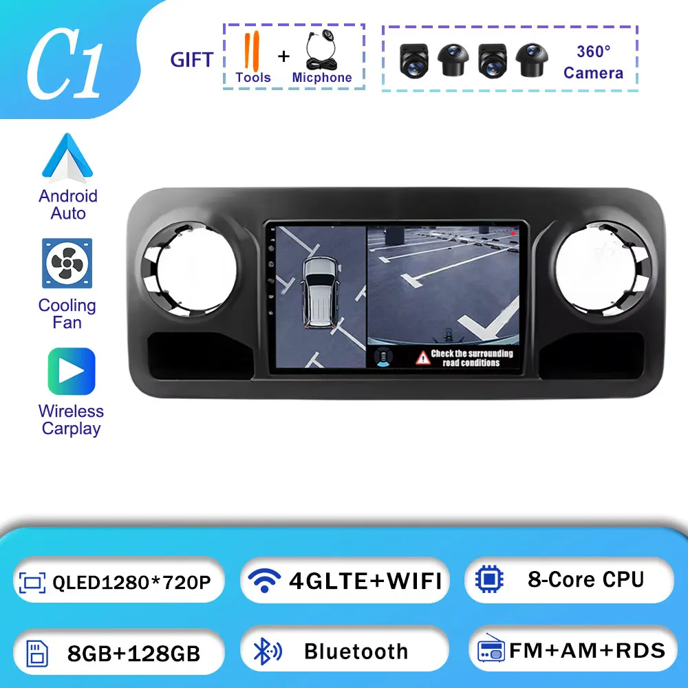 Voor Mercedes Benz Sprinter 2018-2022 Autoradio BT GPS Navigatie WIFI Stereo Multimedia Android 16 Draadloze Auto Speler carplay