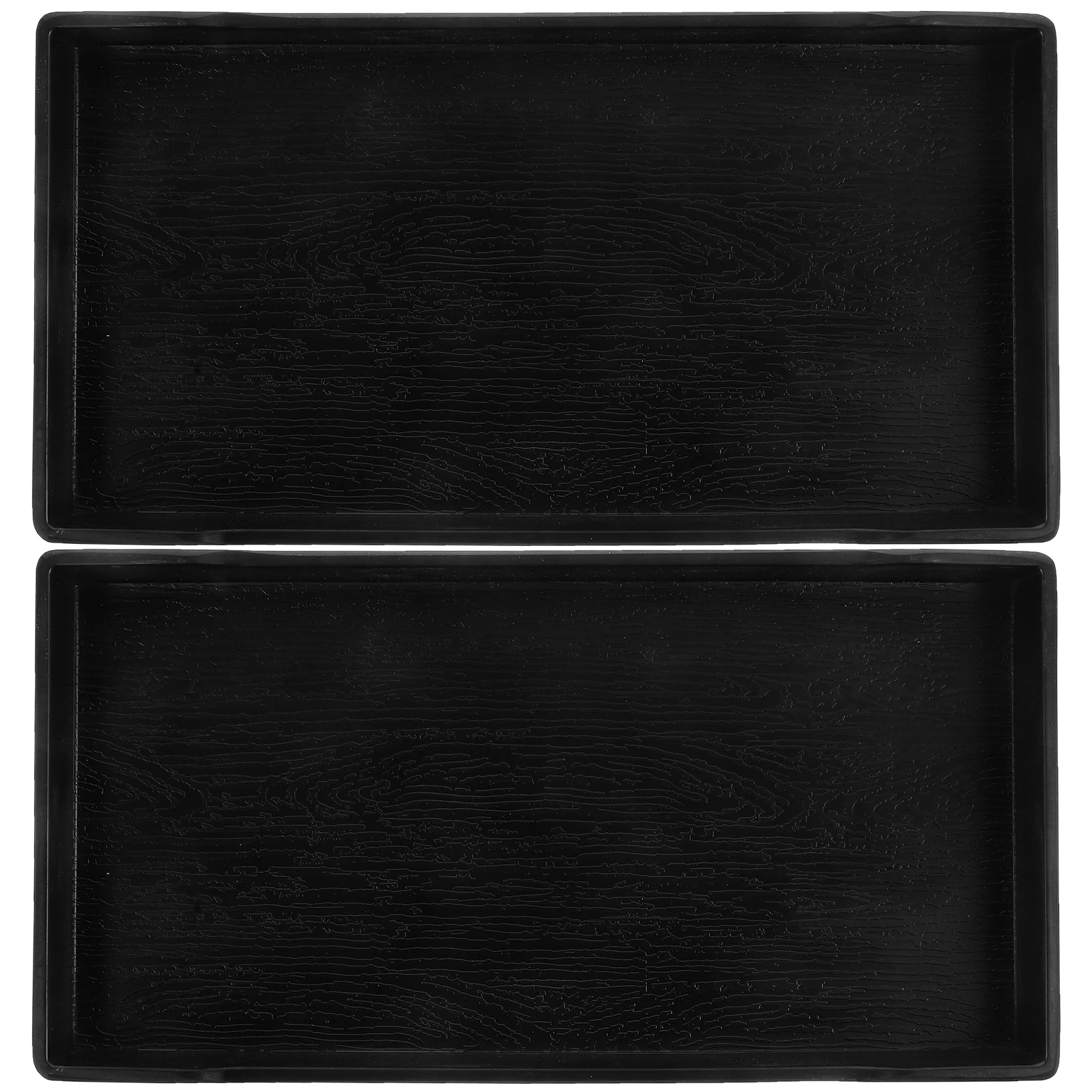 

2 Pcs Rectangular Plastic Tray Smooth Surface Reusable Snack Tray Black Kitchen Gadget Fruit Plate Food Serving Plate