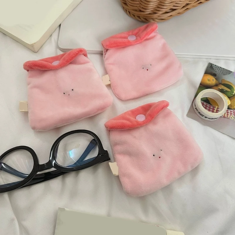 

E8FB Soft Coin Purse Headphone Storage Bag Small Change Purse Money Bag Lovely Coin Plush Earphone Case