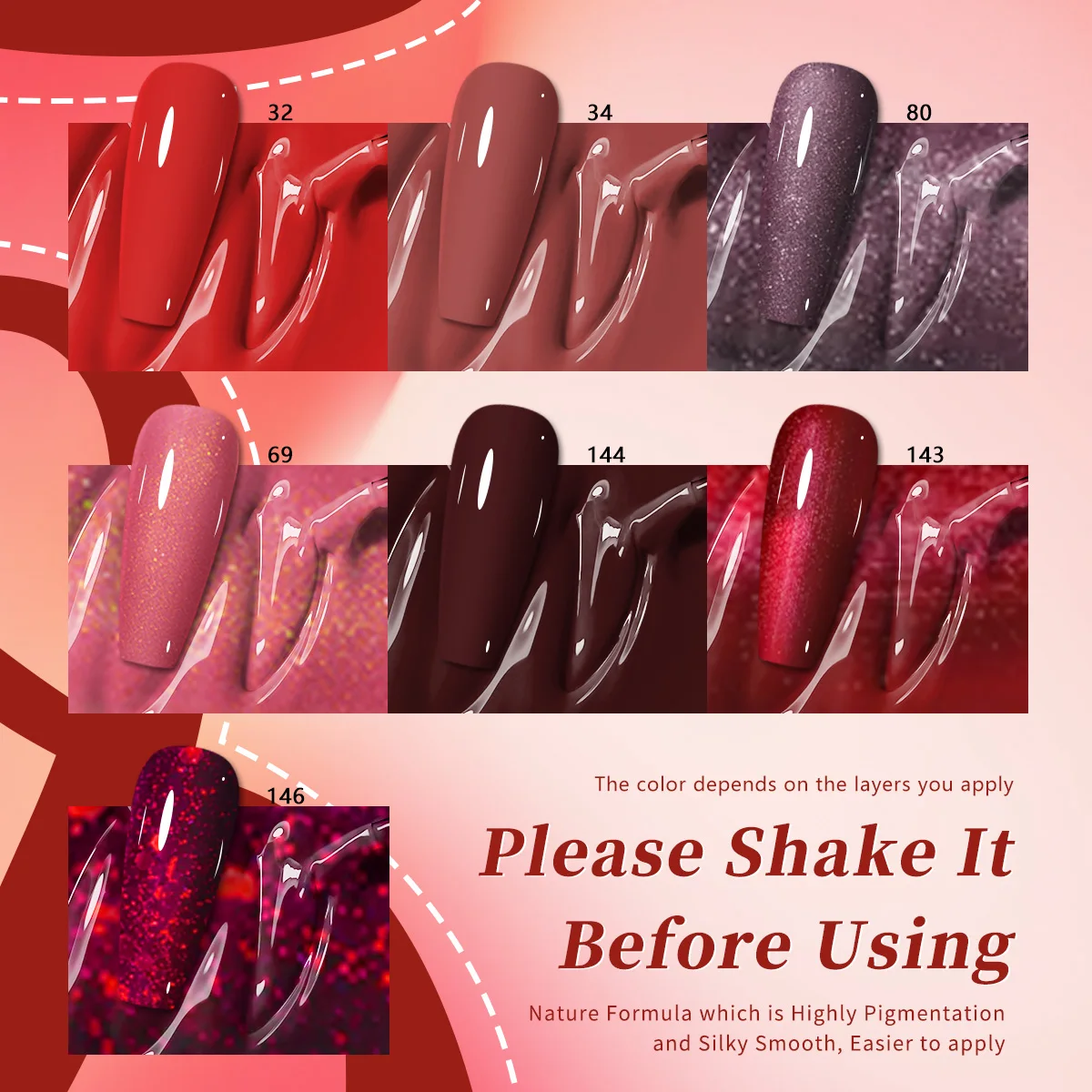 VOKY 7 PCS เจลทาเล็บ -สีใหม่ เหมาะสำหรับไฟ LED UV ถอดออกง่าย กึ่งถาวร สำหรับเล็บบ้านและร้านเสริมสวย