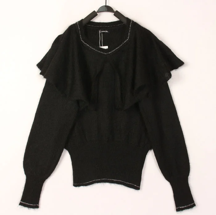 

Винтажный кашемировый свитер ручной работы для женщин, свободного кроя, в повседневном стиле, с длинным рукавом, V-образным вырезом, теплый, осенний, цветной