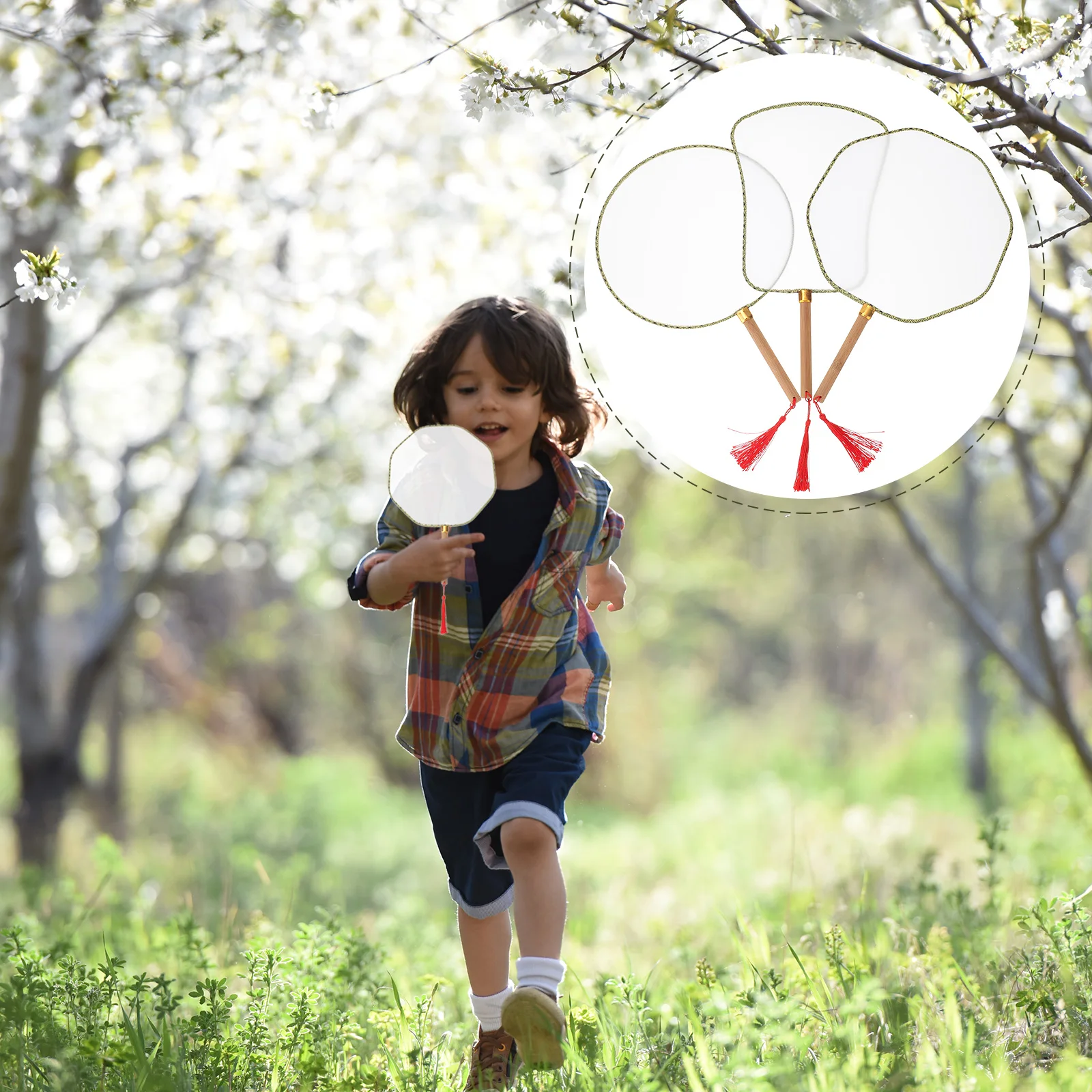 

3Pcs Blank DIY Fans Versatile Hand Fan for Painting Gift Chinese Classical Style Thick Wood Handle DIY Drawing Accessory