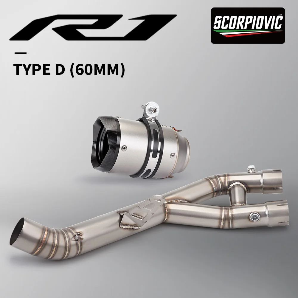 

For YZF R1 R1M 2022 2023 MT10 2015-2025 Motorcycle Exhaust Escape Systems Mid Link Pipe Connection 60mm Muffler