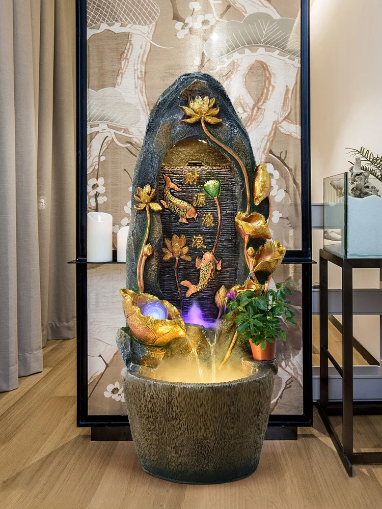 Chinese Style Fountain Water Loop Decoration Living Room Entrance Rockery Trick Relocation and Opening Gift