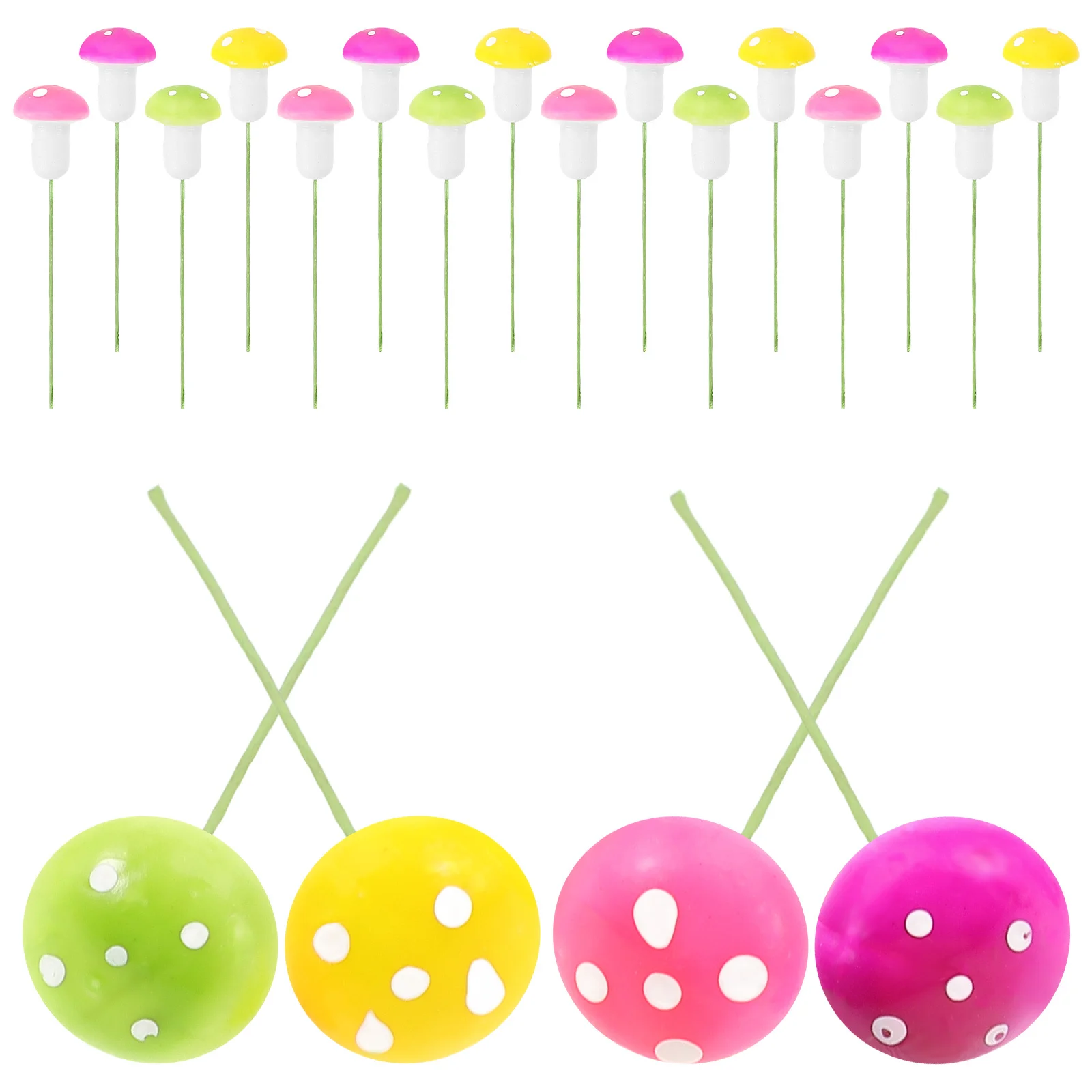 

60Pcs Miniature Mushroom Colorful Fairy Garden Stakes for Succulent Pots Micro Garden Terrarium Decoration Miniature Mushroom