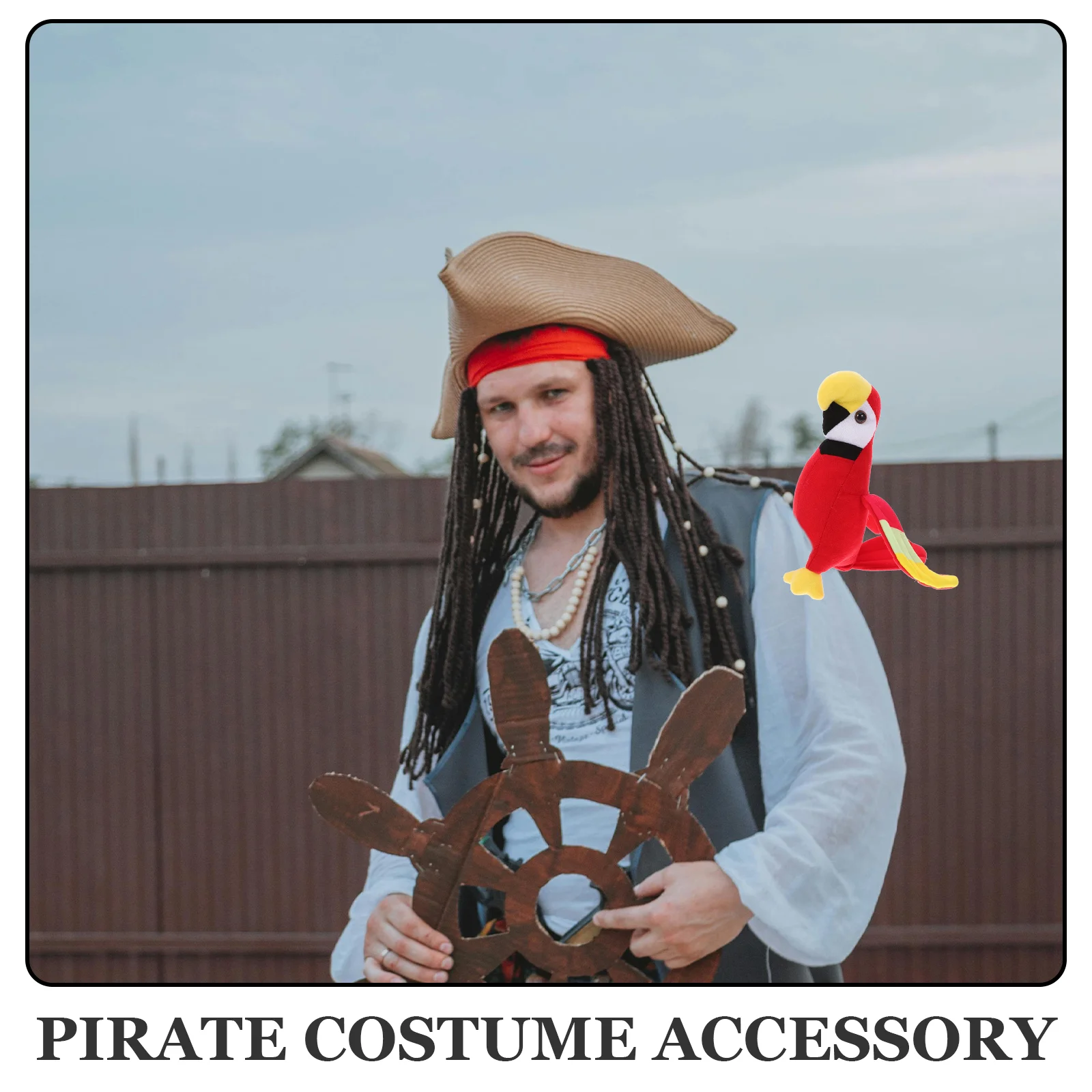 Pirate Parrot Kids Cosplay Accessory Stuffed on Shoulder Animals Models Artificial Prop Cartoon Costume