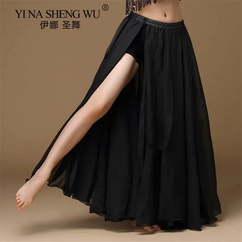 

ss13Женская юбка, однотонная, восточная, с высокой талией, Индия, Болливуд, односторонняя, для практики, сплит, для танца живота, длинные лыжи