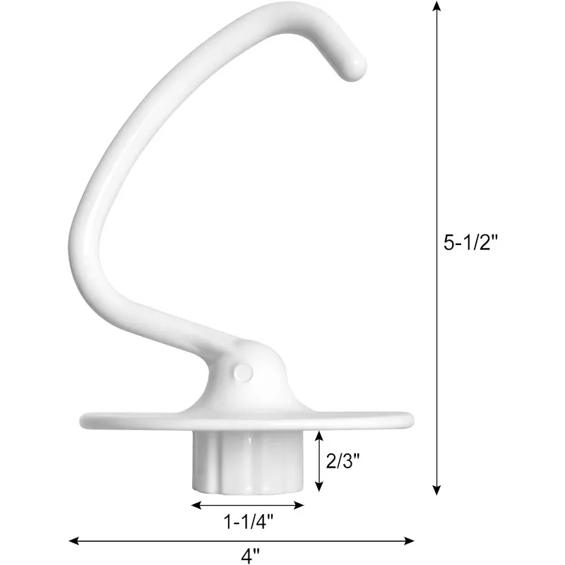 Dough Hook Attachment 4.5/5.0 Quart Bowel for KitchenAid, Coated Dough Hook for K45 K45SS KSM90 KSM150 Tilt-Head Stand Mixers