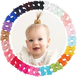 40Pcs Baby Girl Small Hair Bows Clips 1.4 inches Grosgrain Ribbon Clips for Infant Girls-Fully Lined Mini Bows in 20 Color Pairs